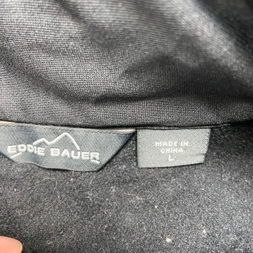 Eddie Bauer Jose Cuervo Jacket Mens Large Black Fleece Lined Quarter Zip Winter